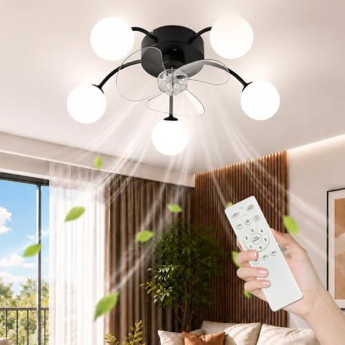 cupgow Lámpara de techo con ventilador, 5 luces G9 Ventilador de techo