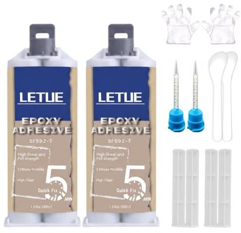 2 X 50ml Pegamento Epoxi 2 Componentes, Colle Résine Epoxy Transparente, Adhesivo Fuerte De 5 Minutos, Impermeable, Resistente Al Calor, Para Plástico, Vidrio, Piedra, Con Accesorios