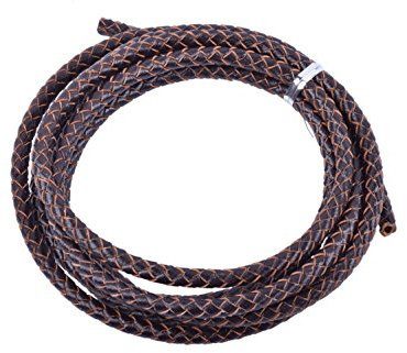 KONMAY Cordoncino in vera pelle intrecciata da 6,0 mm, per gioielli e progetti artigianali (6,0 mm, marrone)
