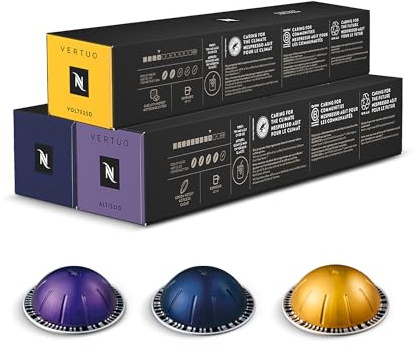Nespresso Vertuo Coffee Pods Espresso Variety Pack - 30 Capsules (3 sleeves) Includes 10 Altissio, 10 Diavolto, 10 Voltesso Pods