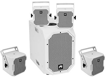 Omnitronic BOB-Set 1 Stück BOB-10A Subwoofer aktiv weiß + 4 Stück BOB-4 Top 16 Ohm weiß