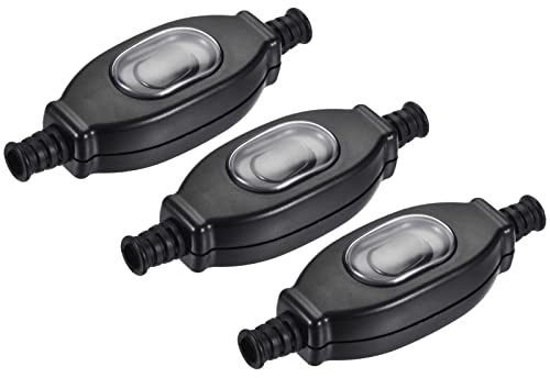 sourcing map Wasserdichter Geräteschalter, AC 250V 3A ON/OFF Inline Cord Wippschalter IP65 für Lampe schwarz 3 Stück