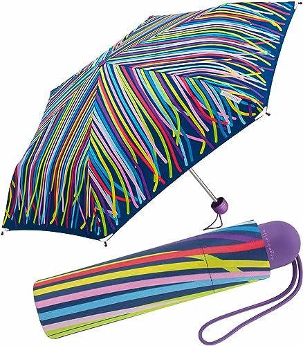 happy rain Ergobrella Kinder-Taschenschirm mit reflektierenden Elementen funny stripe