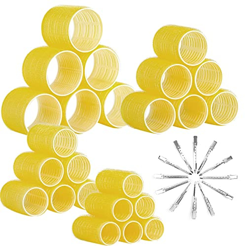 Self Grip Hair Rollers Curlers Set 36Pcs, Hair Roller Sets 4 Sizes (Jumbo, Large, Medium, Small) with Clips for Long Medium Short Thick Fine Thin Hair Volume