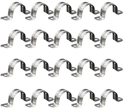 SHULLIN 20 Stück 304 Edelstahl U-Rohrschelle Zweiloch-Rohrschellen Verbindungsring 16mm Edelstahl Befestigungsschelle Schlauchschelle Karte Reitkarte Sattel Sattelgurt Rohrschelle für kabelrohr (M16)