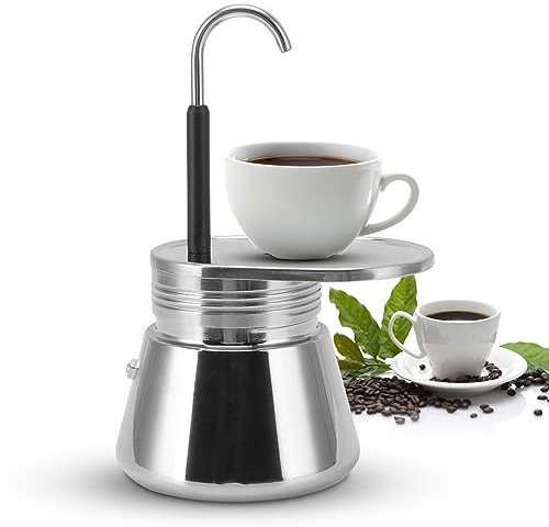 Pilipane Moka Stove Coffee Maker, Stainless Steel Italian Coffee Maker, Portable Espresso Cup Moka Pot for Gas or Electric Stove Top, Espresso Maker Stovetop, Excellent Camping Pot 101 to 500ml