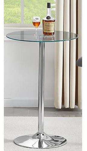 Furniture In Fashion Vetro Round Clear Glass Top Bistro Table With Chrome Base