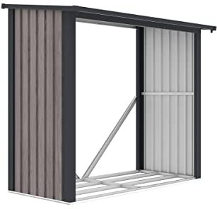 Vente-unique - Abri bûches métal en acier galvanisé effet bois 1,98 m3-2 stéres - L182 x P89 x H156cm - BIRWOOD