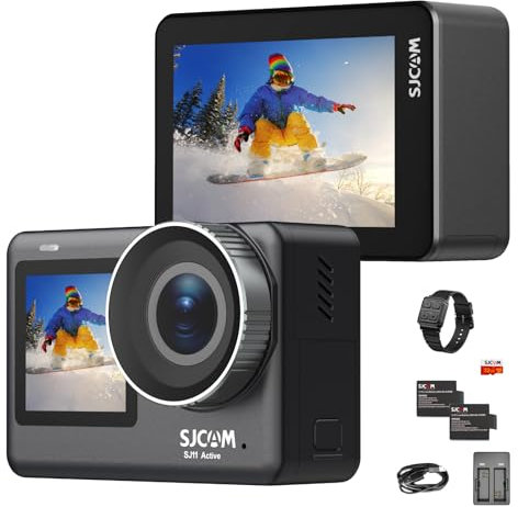 SJCAM SJ11 4K30FPS Action Cam 2.4Ghz/5Ghz WiFi Kamera Fernsteuerung, 2.33'' Berührungsbildschirm 154° FOV Sportkamera mit 6-aixs Stabilisierung, 5M Körper wasserdicht Unterwasserkamera mit Helm Kits