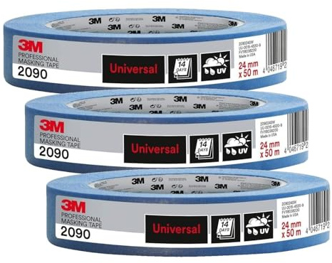 Ruban adhésif de masquage Scotch Super, 24 mm x 50 m - Qualité Expert Plus, bleu (Lot de 3)