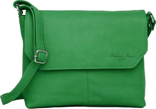 Hudson & James Designer-Umhängetasche aus echtem Leder für Damen, für den Alltag, Crossover, Cross-Body, Arbeit, iPad, Schultertasche, grün, M