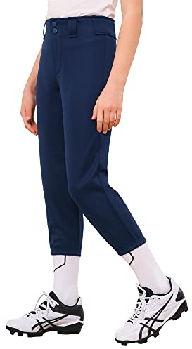 Stelle Girls' Softball Pants Youth Kids Baseball Pants Fastpitch Pants with Pockets Boys Tee Ball (Navy, XXL)