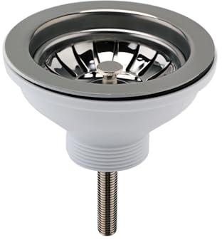 Balterley Kitchen Sink Waste Kit with Basket Strainer, 1 1/2 inch Sink Waste Pipe, Stainless Steel Basket Strainer, 90mm Standard Fittings - 115 x 115 x 63mm (Brushed Pewter)