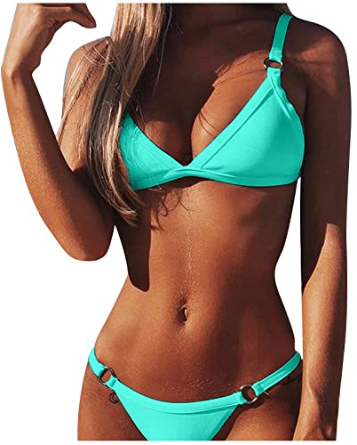 Bikini Sexy Mujer Tanga Conjuntos de 2 Piezas 2024 Reductores Micro Mini Bikinis Deportivo Verano Brasileño Tankinis Bañador Playa Arena Tankinis Bañadores Swimwear (Menta Verde,L)