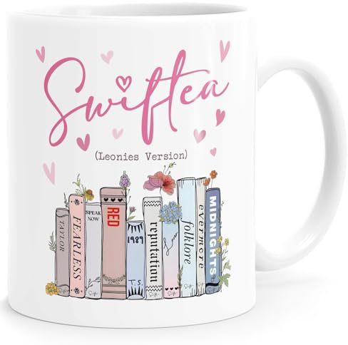 SpecialMe® Tasse Musik Fan Swiftea Geschenk personalisiert mit Namen Best of Album Geschenkidee Freundin Kollegin Familie Personalisiert weiß standard