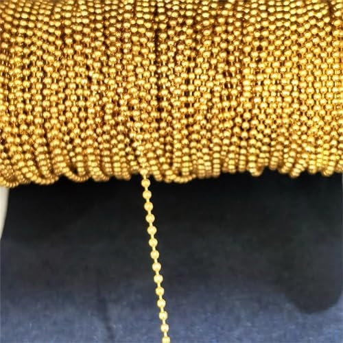 2Meters 1-1.5Mm Beaded Ball Chains Bracelet Necklace Jewelry Making Copper Cable Link Chains Gold 1.5mm