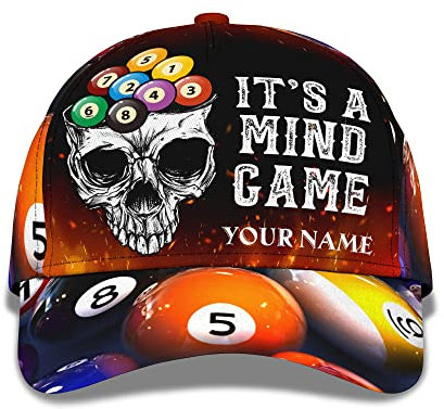 Golf Hüte Billard-Totenkopf, Es Ist Ein Gedankenspiel Baseballkappe Casual Freizeit Basecap Verstellbare Baseball Cap Für Auf Reisen, Teenager, Herren