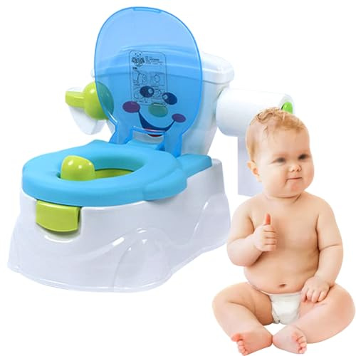 Töpfchen für Kinder, Kindertoilette, Potty Training Toilet, Töpfchen für Unterwegs, Kindertöpfchen mit Papierhandtuchhalter, Sicher und Umweltfreundlich, für Kinder ab 12 Monaten，Blau