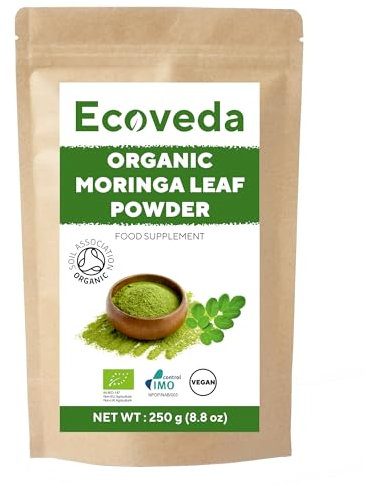 Organic Moringa Leaf Powder 250 gram, Organically Grown, Soil Association Certified Powdered Moringa Leaves, Tested for Heavy Metals