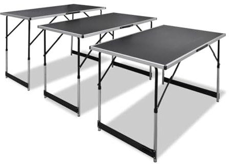 Xichuzi Tapeziertische 3 STK. Klappbar Höhenverstellbar, Balkontisch, Beistelltisch Outdoor, Balkon Tisch, Gartentisch Klein, Tisch Klein, Gartenmöbel, Terrassen Tisch - 140641