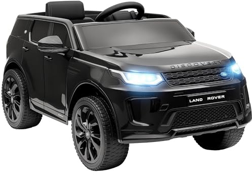 AIYAPLAY Macchina Elettrica per Bambini 3-6 Anni 12V Licenza Land Rover Discovery, 3-5km/h Auto Elettrica per Bambini con 2 Motori, Telecomando, Cintura, Musica, Clacson e Fari, Nero