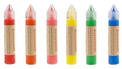 Ovaletta 6 Farben Kerzen Bemalen Set, Kerzenstifte, Wachsplatten für Kerzen, Candle Pen, Kerzenstifte zum Verzieren, Keramik Bemalen Set, je 25 ml
