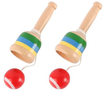 VOANZO 2 Stück Ballfänger aus Holz, Geschicklichkeitsbecher, Hand-Auge-Koordination, traditionelles Spiel, Mini-Cup-Ballspiel, Werfen und Fangen, Aktivitätsset für Spaß im Freien und drinnen