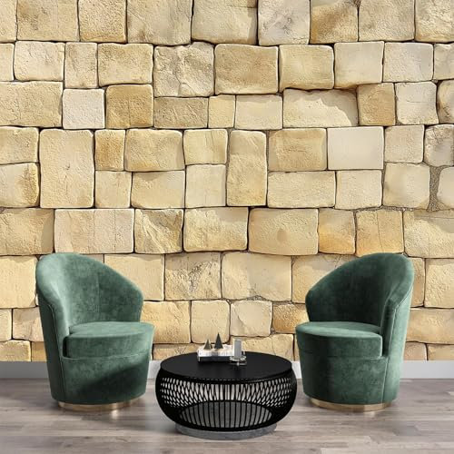 3D Texture muro in pietra Carta da parati panoramica seta, 300L × 210A cm, pietre quadrate grandi murali, poster per soggiorno, camera da letto, adulto e bambini, studio