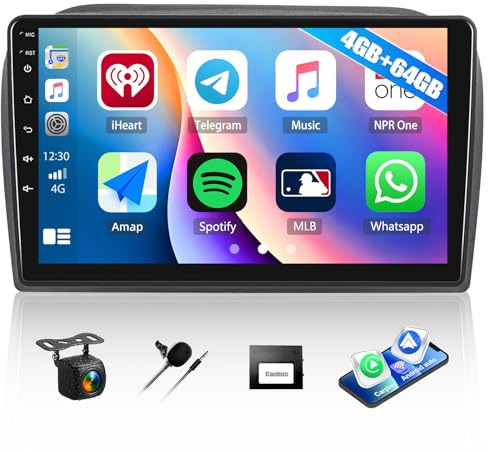 4G+64G Car Radio for Vauxhall Opel Combo/Fiat Doblo with Wireless Carplay Android Auto, Android 15 Head Unit, Touch Screen Car Stereo with Bluetooth 5.0 16EQ GPS WiFi FM RDS HD Reversing Camera