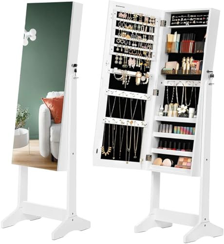 Hoppa! - Schmuckschrank mit Spiegel - Weiß - MDF - 152 x 41,2 x 36,5
