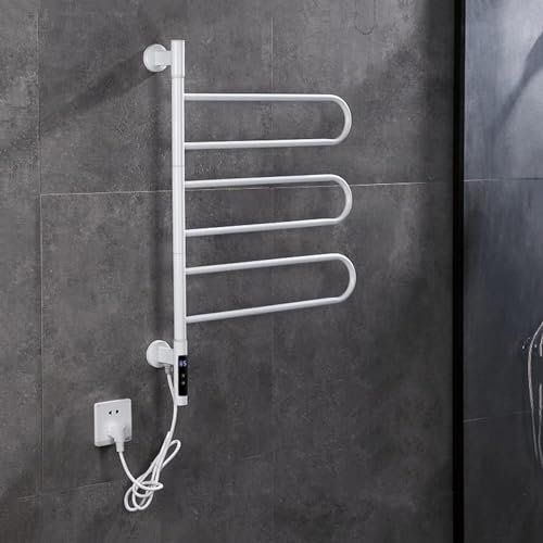 GPECTIFO Porta Asciugamani da Parete Porta Asciugamani Elettrico in Acciaio Inox for Bagno, con Timer Incorporato, Termostato E Display LED(Black)