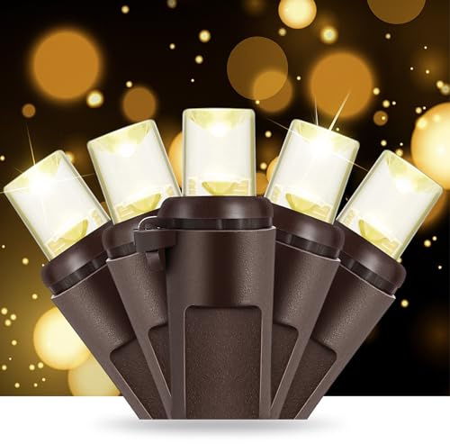 HappyAlley Slow Twinkling Christmas Light, 100 LED 35Ft Pulsing Twinkle Lights for Christmas Tree, 5mm Wide Angle Soft Random Shimmering Set with White Wire Cord, Waterproof String Lights(Warm White)