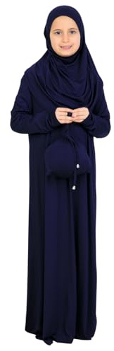 Prien Hijab Gebetskleidung Für Kinder, Weiche Viskose Mädchen Abaya Mit Kopftuch Und Tasche, Damen Muslimische Langarm Islamische Gebetskleid Kaftan Für Tesettür Ramadan & Eid