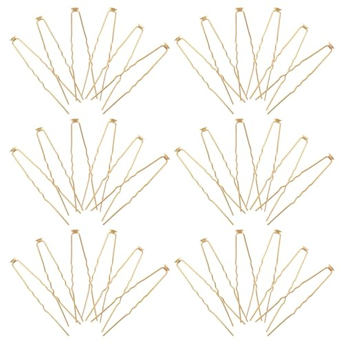 Hemobllo Lot de 50 Épingles à Cheveux en Métal Doré Ondulé Forme de U 6 MM Accessoires de Coiffure pour Femmes Fourchettes à Chignon Légères et Résistantes Mariage et Coiffure