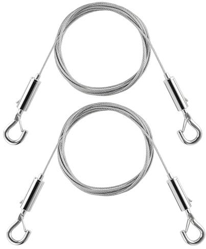 2Pcs Picture Hanging Wires, Adjustable Picture Hanging Kit with Hooks 2m x1.5mm Stainless Steel Heavy Duty Mirror Hanging Wire Rope for Potted Plants, Billboards, Basket Hold Up to 66lbs(30kg)