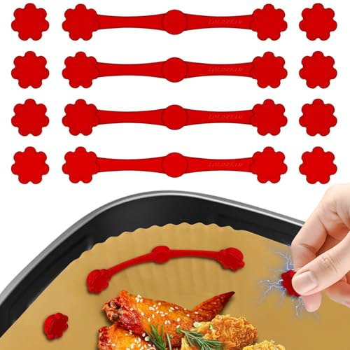 12Pcs Boucle Magnétique en Silicone pour Friteuse à Air, Fixation Anti-Volant pour Papier Cuisson, Aimant Air Fryer pour Papier Cuisson dans la Friteuse à Air y Doublures en Papier Parchemin