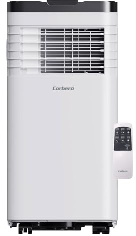Corberó - Aire Acondicionado Portátil 3 en 1 con Mando | CPC07 | 7000 BTU - 2000 frigorías | Cobertura 10-16 m² | 16-31°C | Refrigeración | Deshumidificación | Ventilación | Temporizador