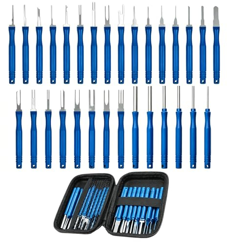 30Pcs Automotive Terminal Pin Removal Tool Kit Blue