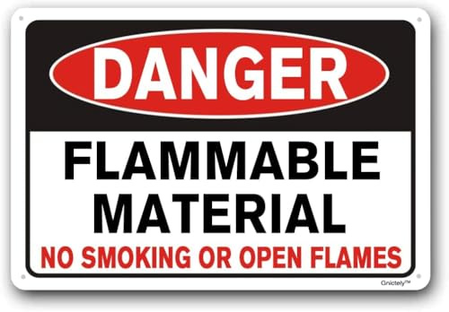 EVGJDE Security Flammable Material No Smoking Sign 8×12 Inches Metal Aluminum for Industrial Site Business Outdoor Safety Sign