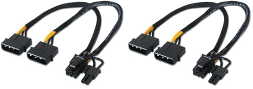 CABLEPELADO Cable alimentación 4 Pines Macho Molex a 6+2 Pines PCI Express | Cable de Fuente de alimentación a Tarjeta gráfica | 6+2 Pin PCI Express | 20 cm (Paquete de 2)