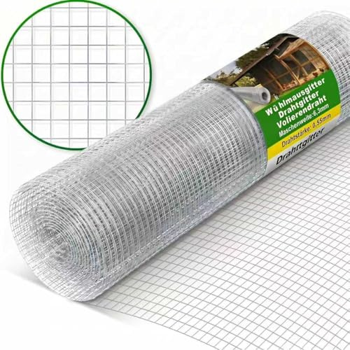 MINEHAJIME Wühlmausgitter 1x10m für Hochbeet - 6,3mm Maschendraht Drahtgitter gegen Wühlmäuse, Hasendraht Kaninchendraht verzinkt, Nagetierschutz für Hochbeet Garten Kaninchenstall Hühnerstall