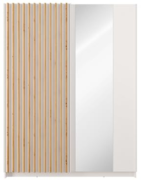 Masseno Schwebetürenschrank VARO 180/205/60 cm Kleiderschrank mit 4 Schubladen Schlafzimmer Schiebetürenschrank 3-türig mit Spiegel Graphitfarben