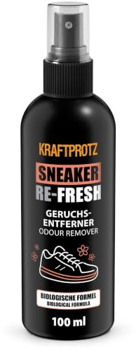 Sneaker Re-Fresh Odor Remover 3.38 fl oz - Shoe Deodorizer Footwear Spray | odor eliminator, biological formula, deep cleaning, shoe freshener, for shoe interior, soles, sneakers, athletic & work shoes