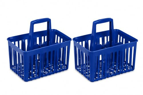 mille idee Set 2 Cestelli Portabottiglie in Plastica 6 Posti con Manico – Porta Bottiglie Impilabile – Cassetta Portabottiglie 31 x 22 x 35 cm – Ideale per Bottiglie da 1 Litro (Blu)