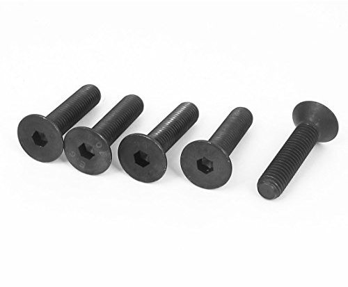 sourcing map 5 Stk M10x45mm Senkkopfschrauben Zylinderschrauben Schwarz | Metrische Senkkopfschrauben mit Innensechskant Flachkopfschrauben