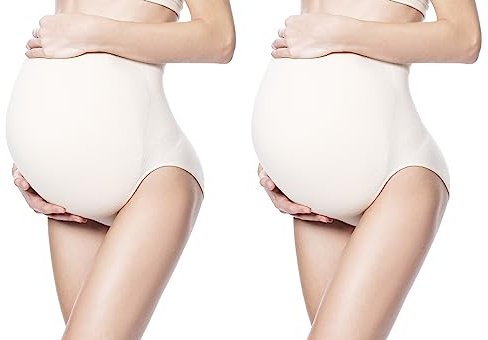 MOTHERS ESSENTIALS Maternity Belly Support Pantie, Maternity Brief, Seller from USA, 3 Days Shipping (Medium, nude-2PACK)