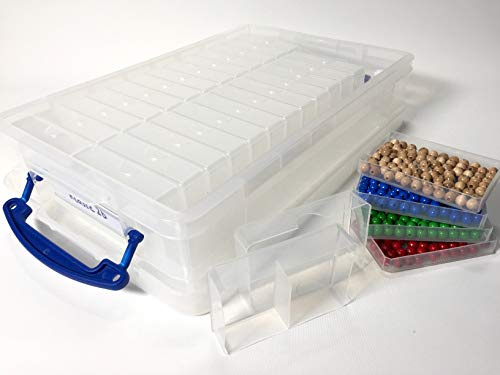 Megabox - 26 Schüttelboxen mit Einfachsteg in Really Useful Box 4 Liter mit 340 Holzperlen