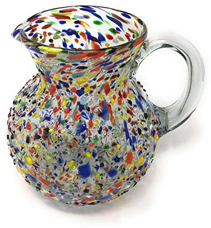 Mexikanischer Krug aus Glas, mundgeblasen, Konfetti-Rock-Design, 2,5 l
