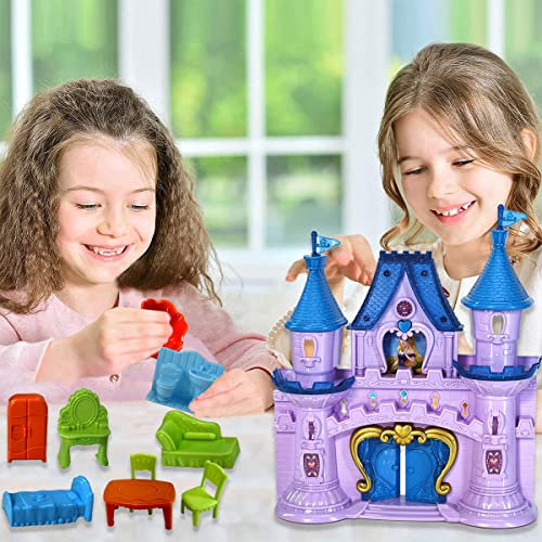 Castle Playset with Light and Sound Princess Figures Playset Doll House Childrens Doll House Castle with Figures and Accessories Pretend Play Castle Toy with Furnitures