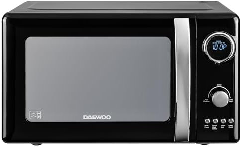Daewoo Kensington 800W, 20L Digital Microwave | 5 Power Settings | Defrost & Cancel Control | 245mm Turntable Glass Tray | Digital Timer | Beep Indicator |Black